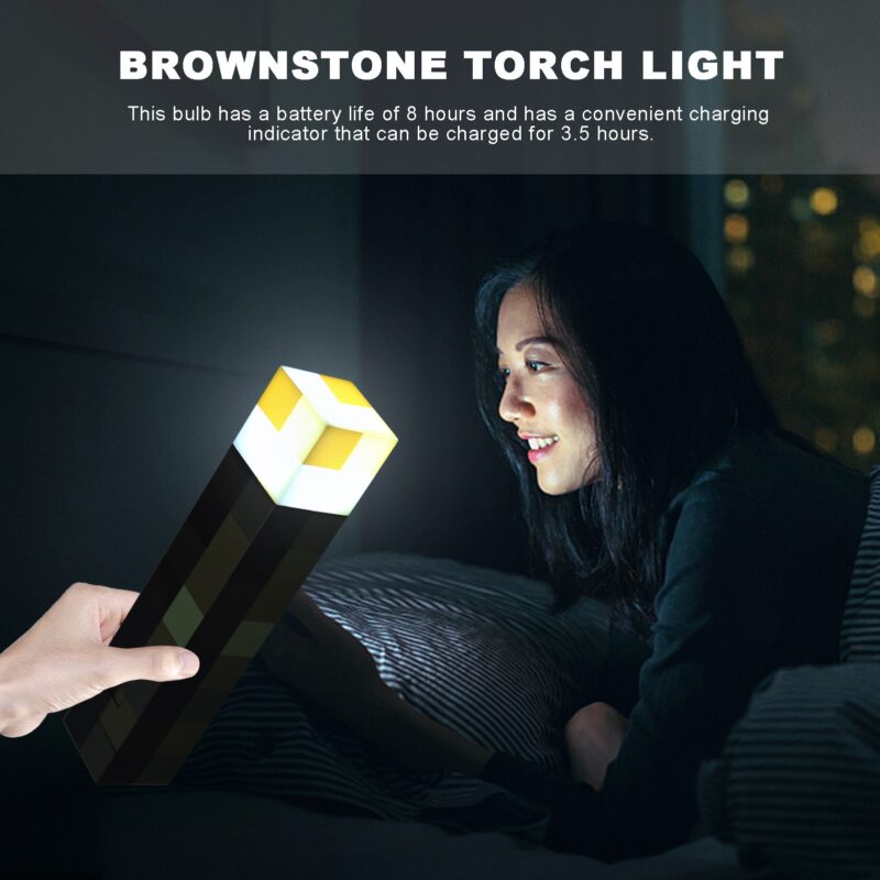 11.5 Inch Brownstone Torch LED Lamp Home Decor USB Rechargeable Night Light for Living Room Home Party Decoration