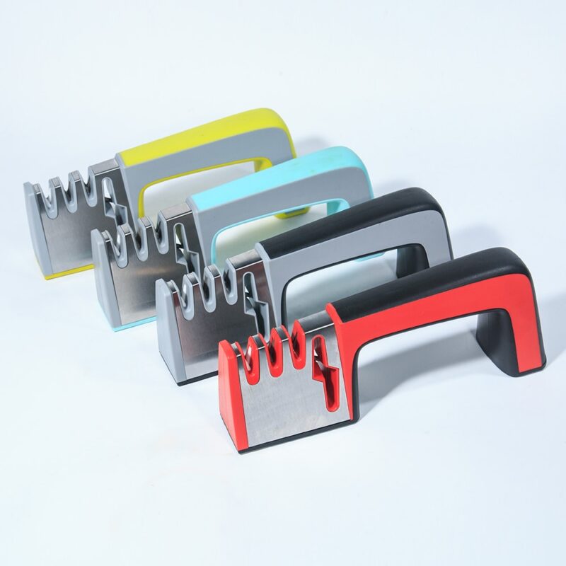 4 in 1 Knife Sharpener Ceramic Kitchen Knife Shears Scissors Sharpening Tools Diamond Coated Non-slip Base Stainless Steel - Image 2