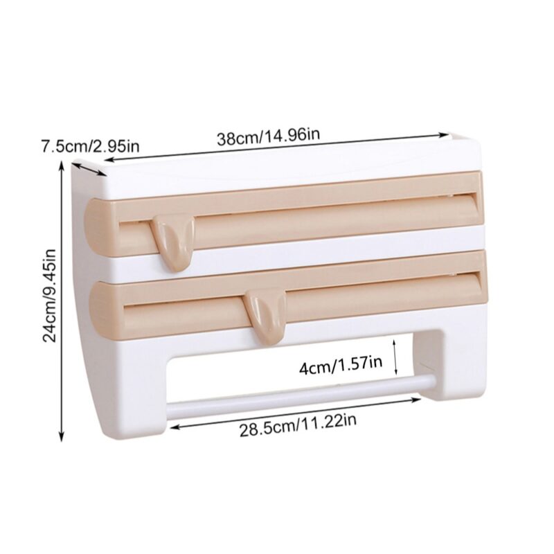 ADOREHOUSE Wall-Mount Paper Towel Holder Sauce Bottle Rack 4 In 1 Cling Film Cutting Holder Mutifunction Kitchen Organizer - Image 6