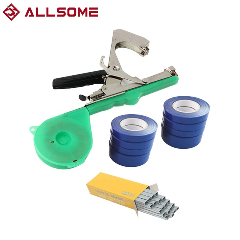 ALLSOME Tying Machine Plant Garden Plant Tapetool Tapener +10 Rolls Tape Set for Vegetable Grape Tomato Cucumber Pepper Flower