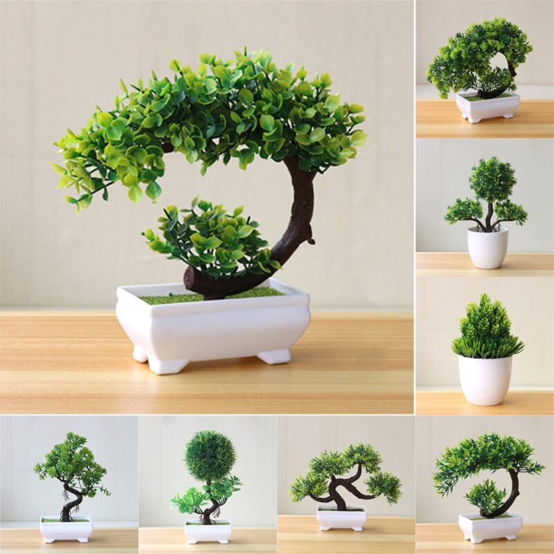 Artificial Plants Potted Bonsai Garden Decoration Outdoor Fake Plant Teen Room Decor Party Table Ornament For Home Garden Decor