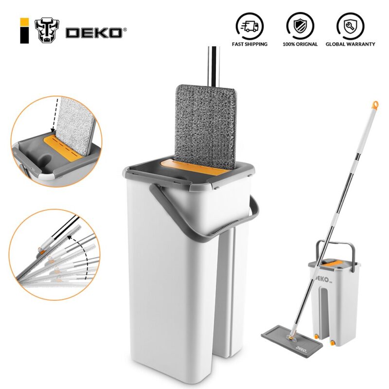 DEKO Magic Mop Hand Free Household Automatic Spin Home Kitchen Wooden Floor Cleaning Microfiber Pads Floor Mop With Bucket - Image 2