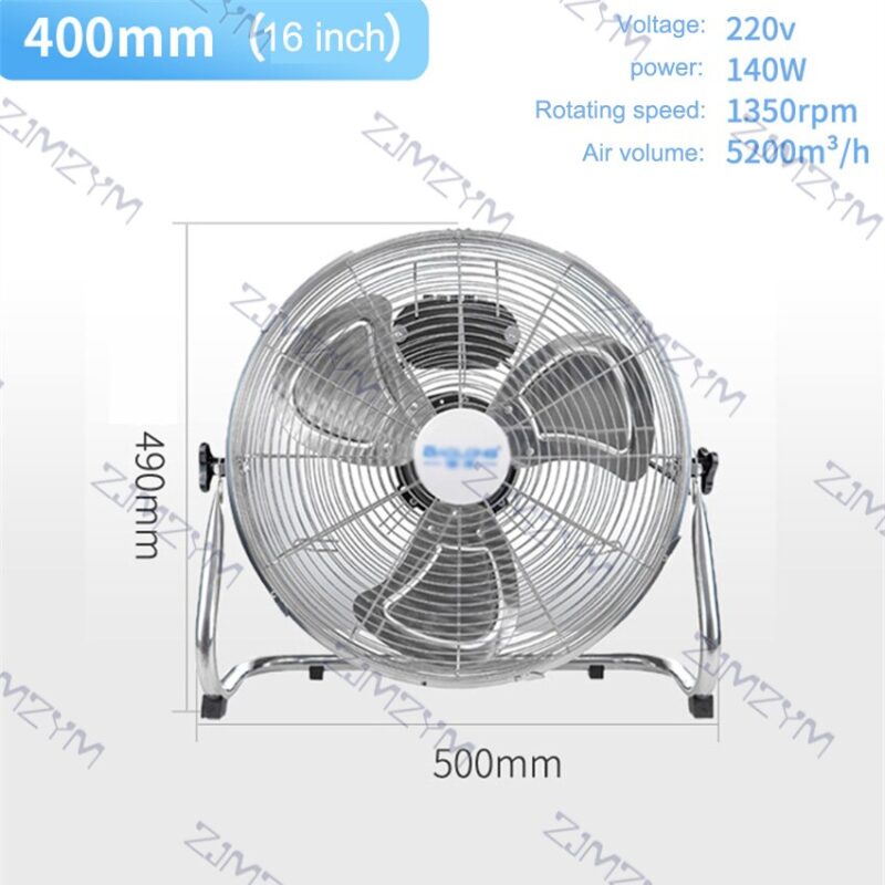 HD-16 16inch Industrial Electric Fan Household 4 Gear Adjustment Floor Fan Aluminium Leaf Large Wind 1350rpm Stand Fan 220V - Image 2