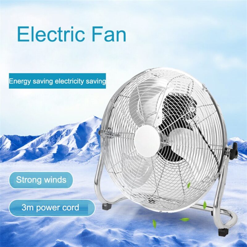 HD-16 16inch Industrial Electric Fan Household 4 Gear Adjustment Floor Fan Aluminium Leaf Large Wind 1350rpm Stand Fan 220V