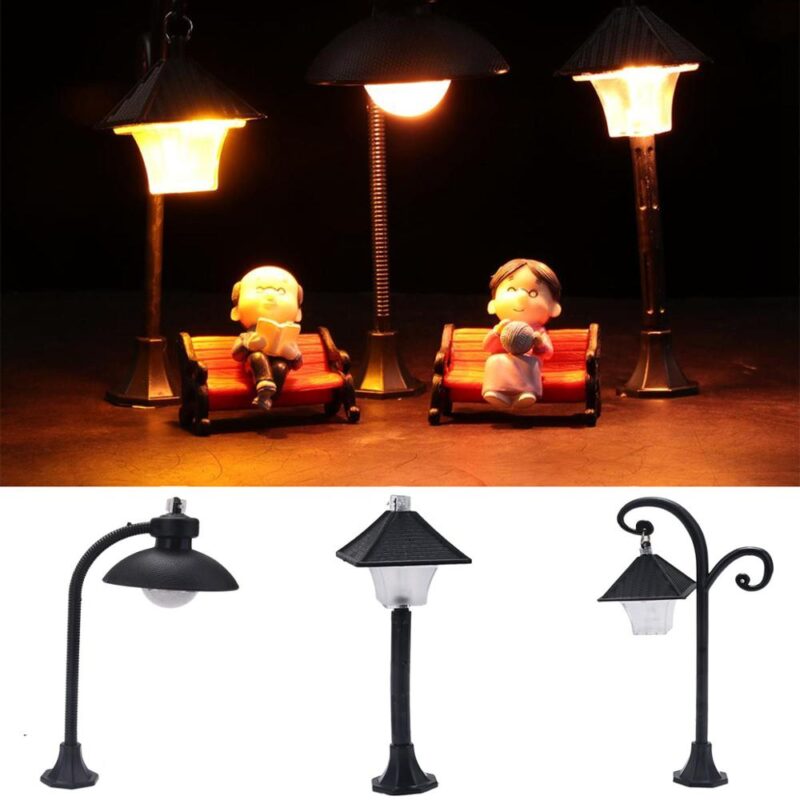 Mini Road Light Model Resin Craft Micro Landscape Home Decor Fairy Garden Miniatures Streetlamp Figurine Decoration