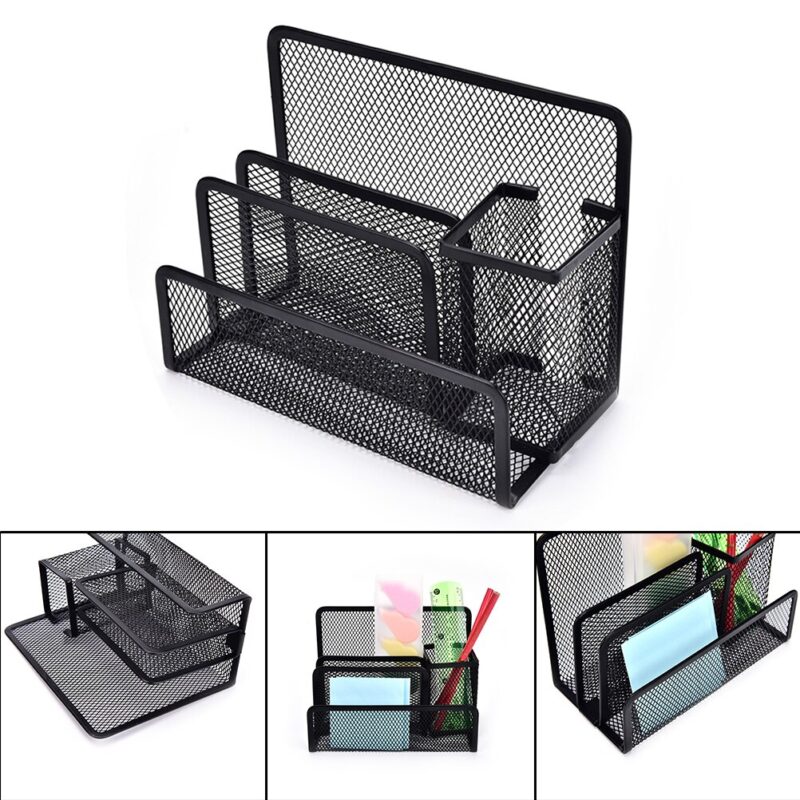 New Product Multifunctional Pen Holder Stationery File Paper Storage Box Storage Collection School Office Supplies Metal Grid