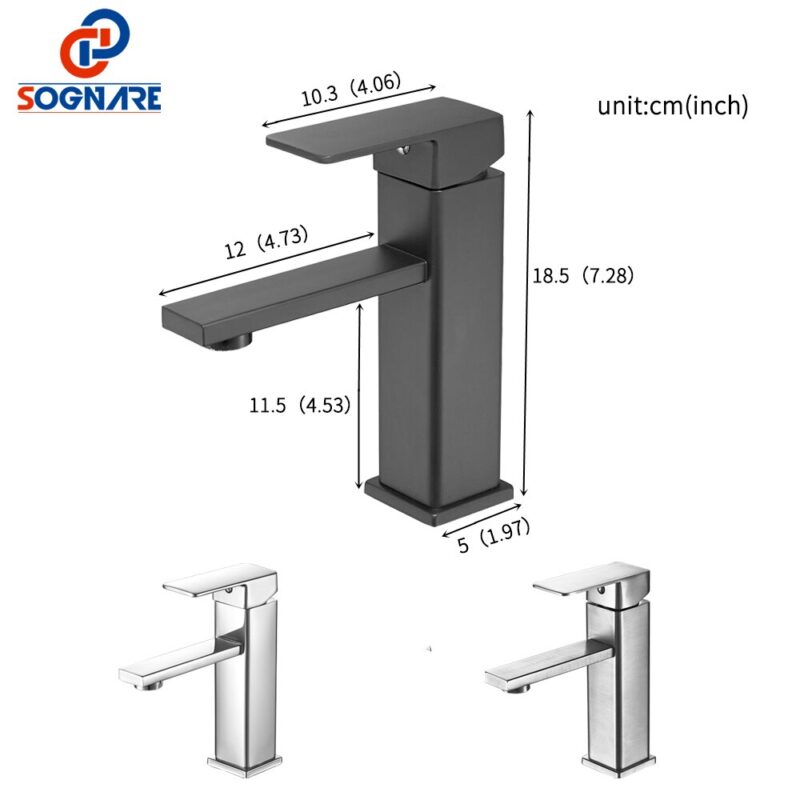 SOGANRE Basin Sink Bathroom Faucet Deck Mounted Hot Cold Water Basin Mixer Taps Matte Black Lavatory Sink Tap Crane - Image 6