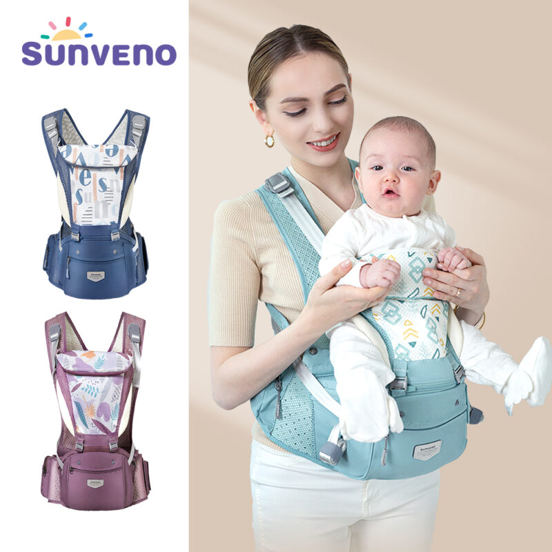 Sunveno Breathable Ergonomic Baby Carrier Kangaroo Sling Child Baby Holder Hip Seat Waist Tool Wrap Baby Travel Gear in Summer