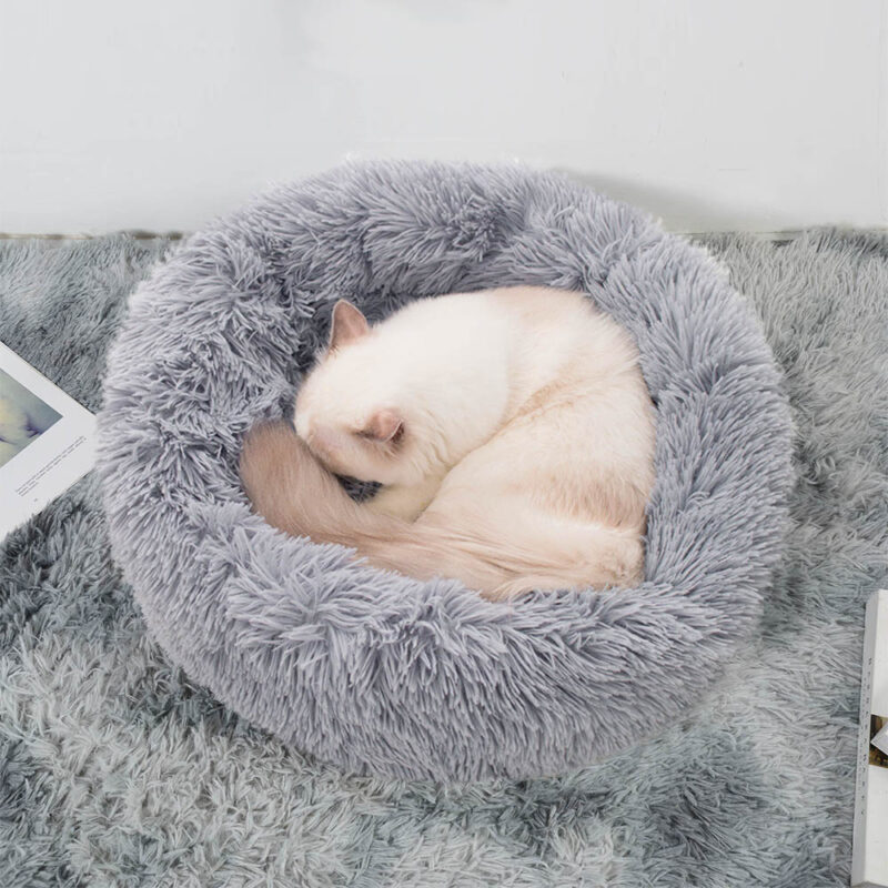 Super Soft Long Plush Warm Pet Mat Cute Lightweight Kennel Cat Sleeping Basket Bed Round Fluffy Comfortable Touch Pet Products - Image 2