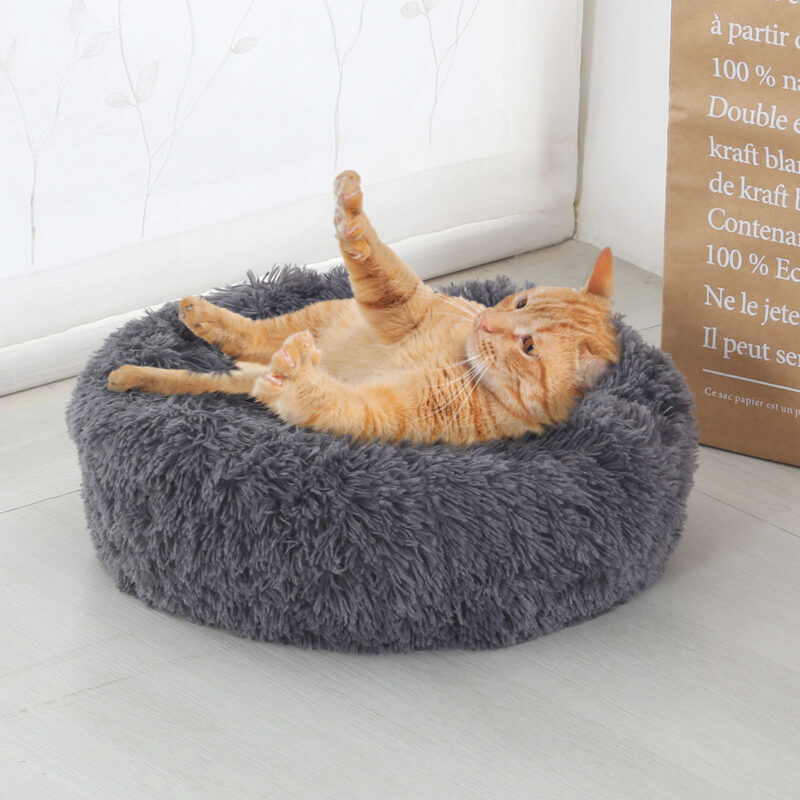 Super Soft Long Plush Warm Pet Mat Cute Lightweight Kennel Cat Sleeping Basket Bed Round Fluffy Comfortable Touch Pet Products - Image 4