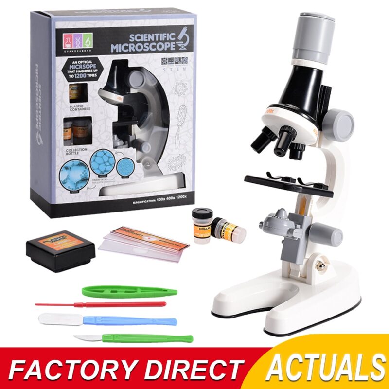 Zoom Microscope Biology Lab LED 1200x School Children Science Experiment Kit Education Scientific Toys Gifts For Child Scientist