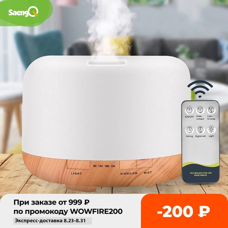 saengQ Electric Aroma Diffuser Air Humidifier 300ML 500ML 1000ML Ultrasonic Cool Mist Maker Fogger LED Essential Oil Diffuser